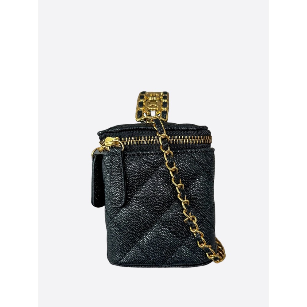 Chanel Black & Gold Quilted Caviar Pick Me Up Vanity Bag - Picture 2 of 8